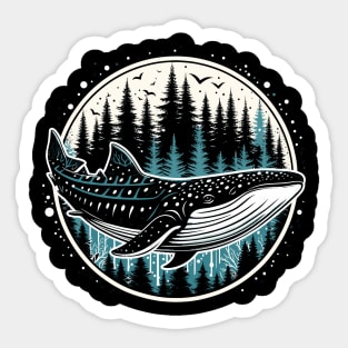 whale shark angry on forest t-shirt Sticker